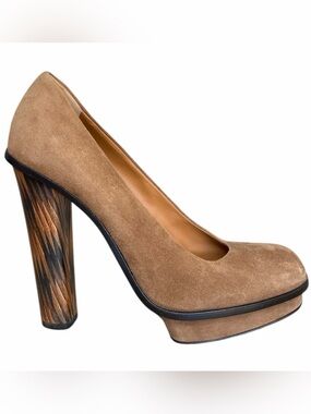 Fendi Taupe Suede Platform Pumps Size 37